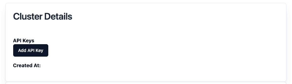 API Key for Cluster